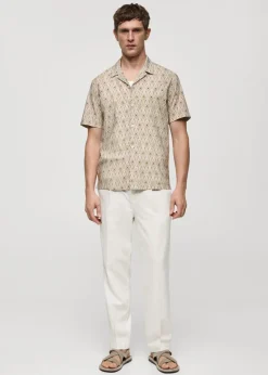 MANGO Koszule*Lejąca koszula z nadrukiem i kołnierzykiem bowling