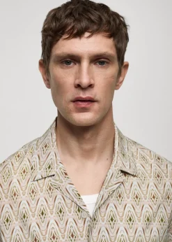 MANGO Koszule*Lejąca koszula z nadrukiem i kołnierzykiem bowling