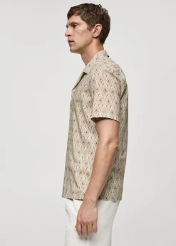 MANGO Koszule*Lejąca koszula z nadrukiem i kołnierzykiem bowling