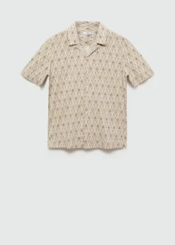 MANGO Koszule*Lejąca koszula z nadrukiem i kołnierzykiem bowling