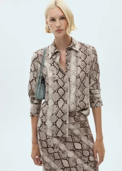 MANGO Koszule I Bluzki*Lejąca koszula ze zwierzęcym wzorem