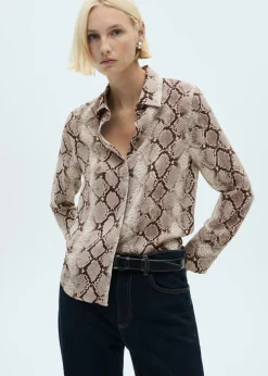 MANGO Koszule I Bluzki*Lejąca koszula ze zwierzęcym wzorem