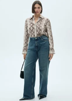 MANGO Koszule I Bluzki*Lejąca koszula ze zwierzęcym wzorem