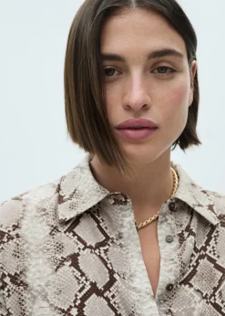 MANGO Koszule I Bluzki*Lejąca koszula ze zwierzęcym wzorem