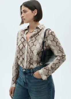 MANGO Koszule I Bluzki*Lejąca koszula ze zwierzęcym wzorem