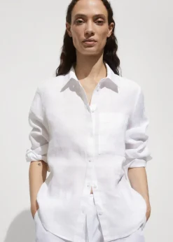 MANGO Koszule I Bluzki*Lniana koszula z kieszenią