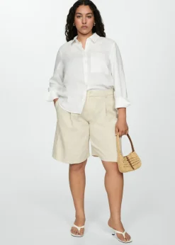 MANGO Koszule I Bluzki*Lniana koszula z kieszenią