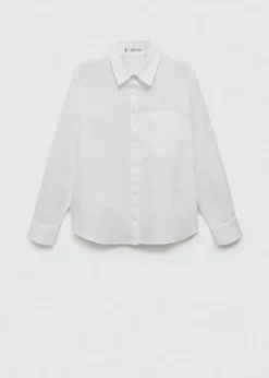 MANGO Koszule I Bluzki*Lniana koszula z kieszenią