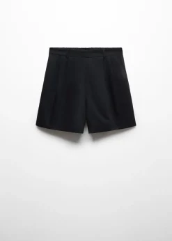 MANGO Krótkie Spodenki*Lniane bermudy z zakładkami