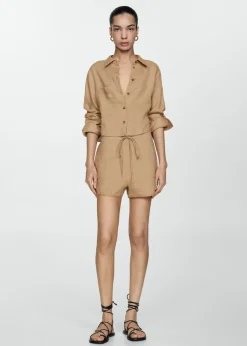 MANGO Krótkie Spodenki*Lniane szorty o prostym kroju