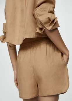 MANGO Krótkie Spodenki*Lniane szorty o prostym kroju