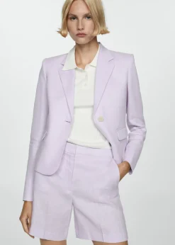 MANGO Krótkie Spodenki*Lniane szorty o prostym kroju