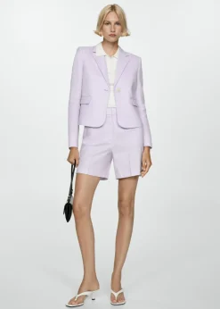 MANGO Krótkie Spodenki*Lniane szorty o prostym kroju