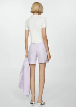 MANGO Krótkie Spodenki*Lniane szorty o prostym kroju