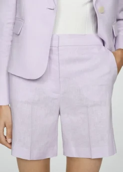 MANGO Krótkie Spodenki*Lniane szorty o prostym kroju