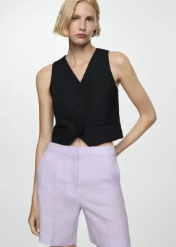 MANGO Krótkie Spodenki*Lniane szorty o prostym kroju