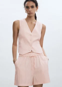 MANGO Krótkie Spodenki*Lniane szorty w paski