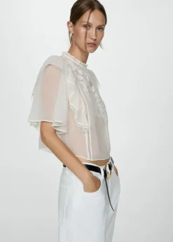 MANGO Koszule I Bluzki*Luźna bluzka z haftem