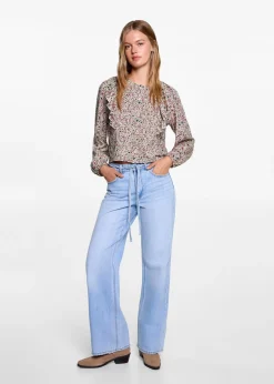 MANGO Koszule I Bluzki*Marszczona bluzka z falbaniastym rękawem