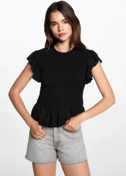 MANGO Koszule I Bluzki*Marszczona bluzka z falbaniastym rękawem