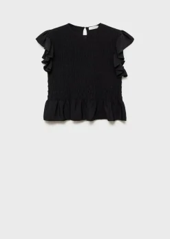 MANGO Koszule I Bluzki*Marszczona bluzka z falbaniastym rękawem