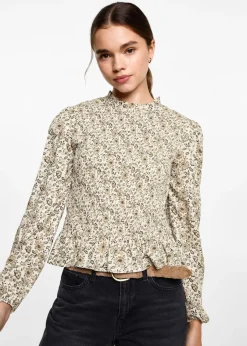 MANGO Koszule I Bluzki*Marszczona bluzka z kwiatowym wzorem