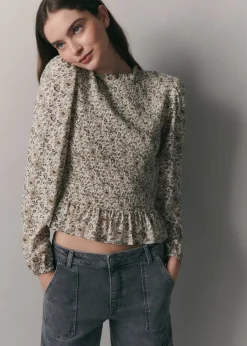 MANGO Koszule I Bluzki*Marszczona bluzka z kwiatowym wzorem