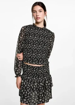 MANGO Koszule I Bluzki*Marszczona bluzka z kwiatowym wzorem