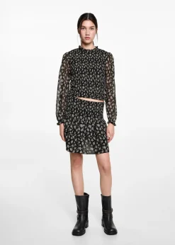 MANGO Koszule I Bluzki*Marszczona bluzka z kwiatowym wzorem