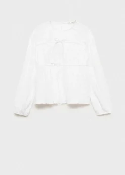 Dzieci MANGO Koszulki I Topy*Marszczona bluzka z wiązaniami