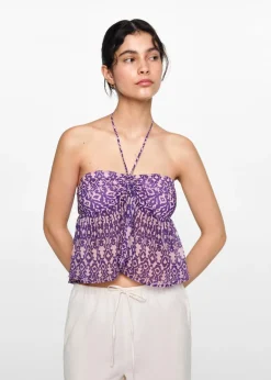 MANGO Koszule I Bluzki*Marszczony top ze wzorem