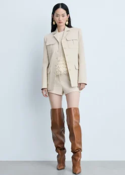 MANGO Kurtki|Marynarki*Marynarka bawełniano-lniana z kieszeniami