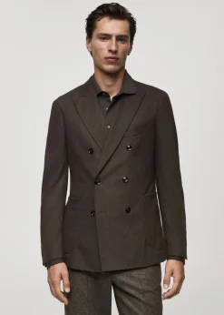 MANGO Marynarki|Marynarki*Marynarka dwurzędowa z flaneli z wełny dziewiczej