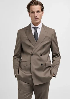 MANGO Marynarki|Marynarki*Marynarka garniturowa dwurzędowa z 100% wełny w jodełkę