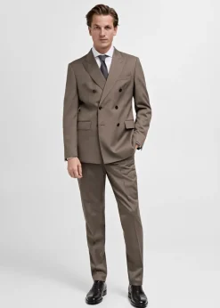 MANGO Marynarki|Marynarki*Marynarka garniturowa dwurzędowa z 100% wełny w jodełkę