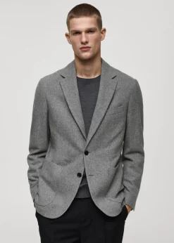 MANGO Marynarki|Marynarki*Marynarka slim fit z wełny w drobną pepitkę