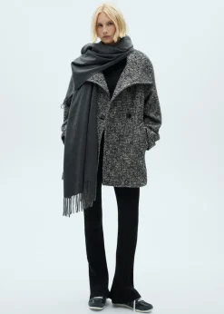 MANGO Płaszcze*Melanżowy płaszcz dwurzędowy