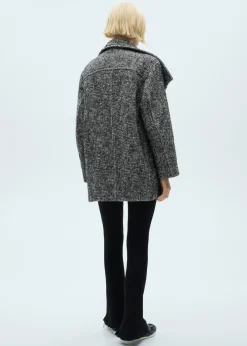 MANGO Płaszcze*Melanżowy płaszcz dwurzędowy