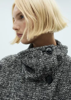 MANGO Płaszcze*Melanżowy płaszcz dwurzędowy