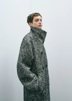 MANGO Płaszcze*Melanżowy płaszcz dwurzędowy