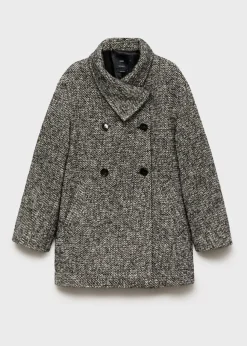MANGO Płaszcze*Melanżowy płaszcz dwurzędowy