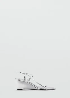 MANGO Buty*Metaliczne sandały na obcasie