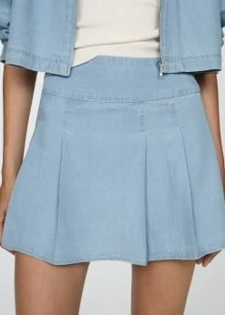 MANGO Spódnice*Minispódniczka dżinsowa z zakładkami