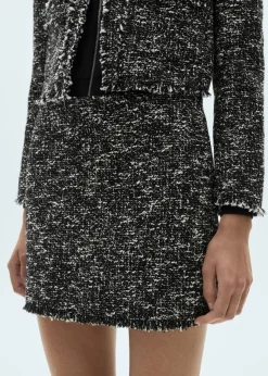 MANGO Spódnice*Minispódniczka z tweedu z postrzępionym wykończeniem