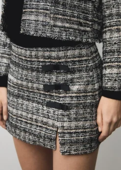 MANGO Spódnice*Minispódniczka z tweedu z kokardami