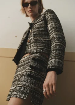 MANGO Spódnice*Minispódniczka z tweedu z kokardami