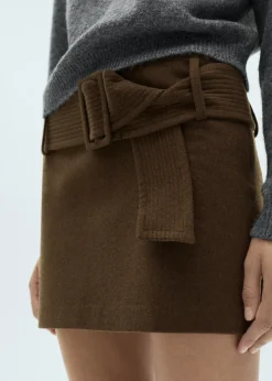 MANGO Spódnice*Minispódniczka z wełny z paskiem