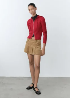 MANGO Spódnice*Minispódniczka z zakładkami ze sztruksu