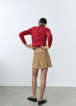 MANGO Spódnice*Minispódniczka z zakładkami ze sztruksu