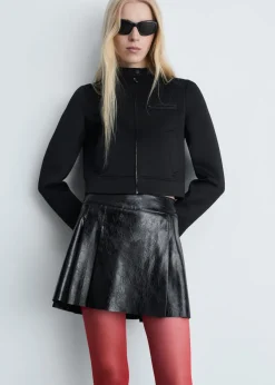 MANGO Spódnice*Minispódniczka z zakładkami z imitacji skóry